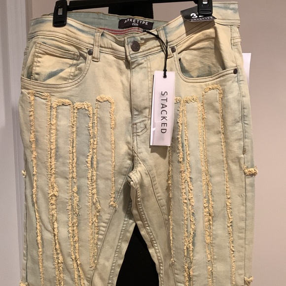 Men Stacked Light Blue Jeans Size 32 - Picture 2 of 4